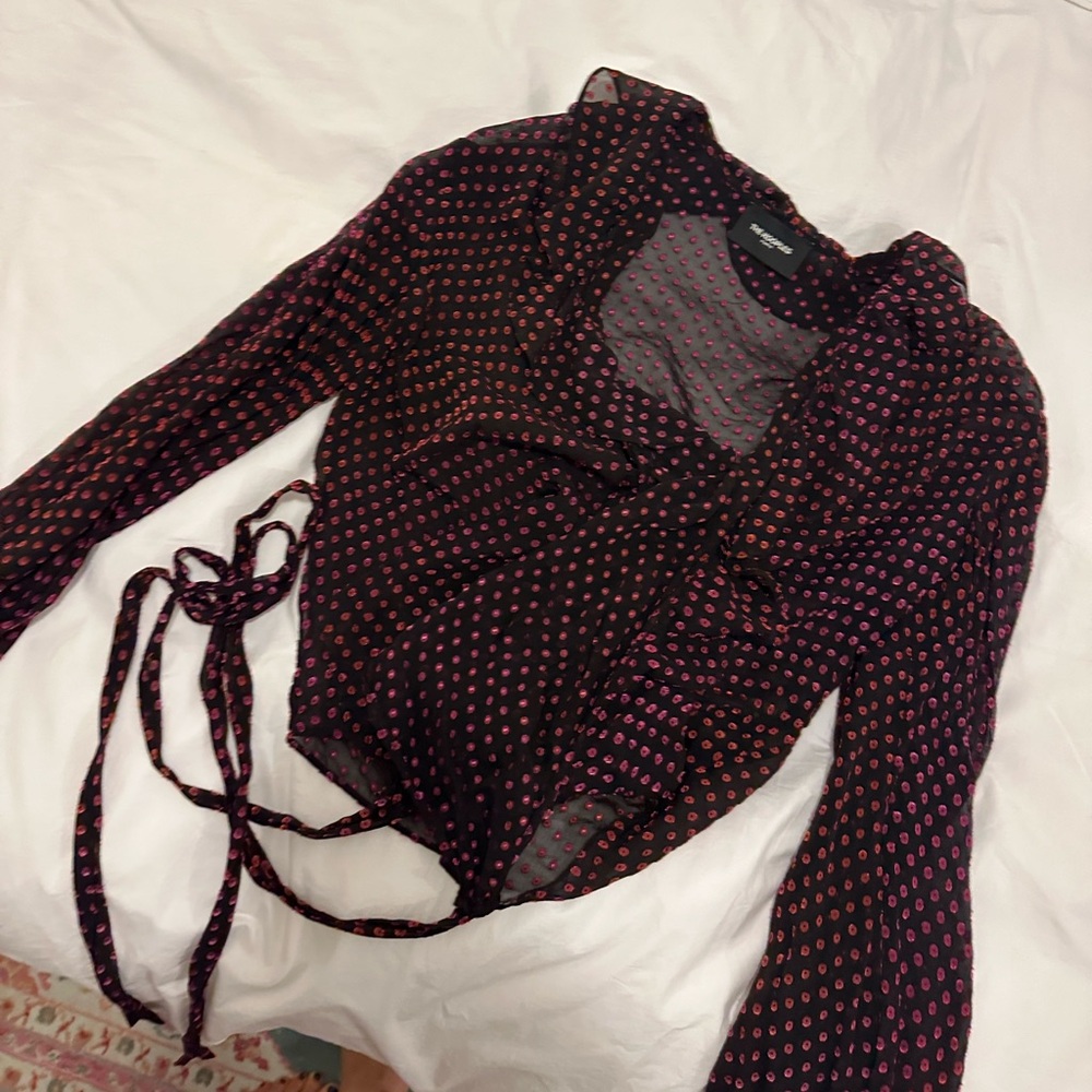 Kooples Sheer Print Wrap Top